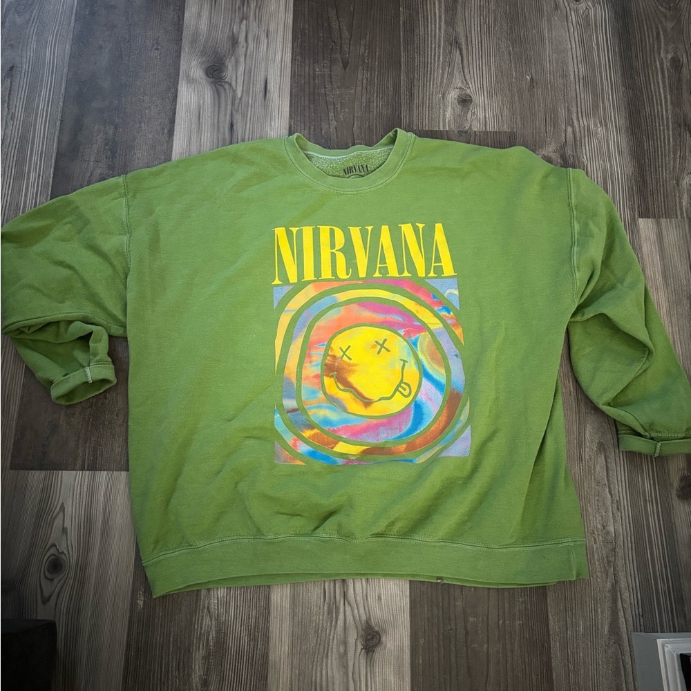Urban Outfitters - Green Nirvana Graphic Sweatshirt - Size L/XL